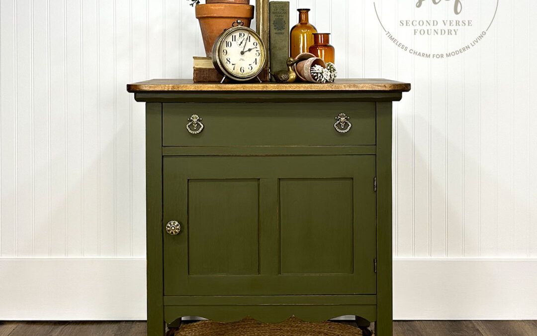 Deep Olive Green— Antique Washstand