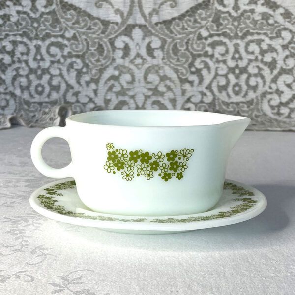 Spring Blossom Green Gravy Boat Plate