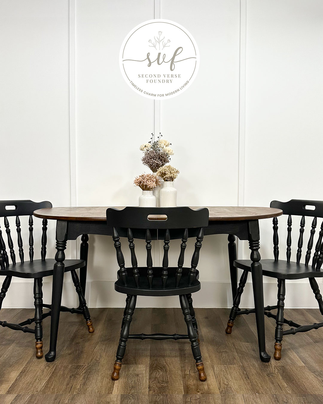 Black Farmhouse— Painted & Stained Dining Table